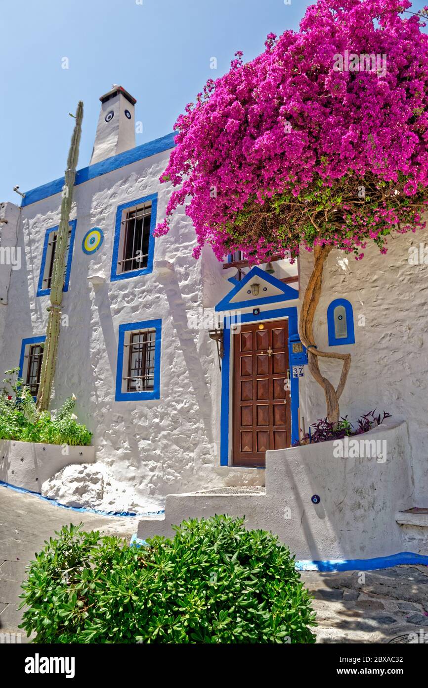 Typical old stone Bodrum house at Bodrum, Turkey. Stock Photo