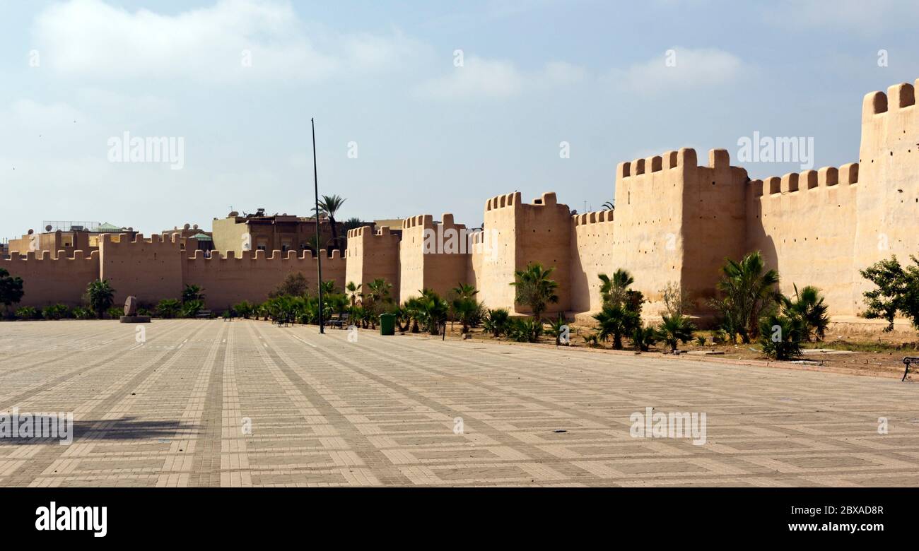 City Walls with watch towers around the Kasbah, Taroudant; Morocco Stock Photo