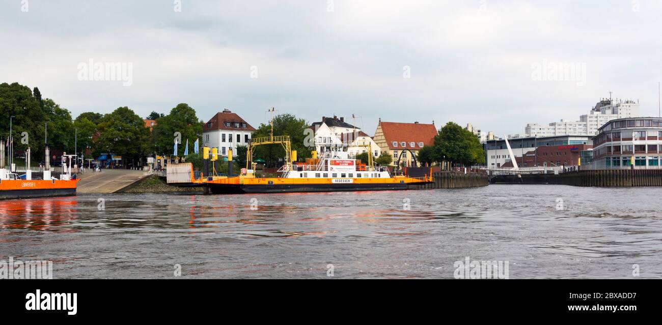 Ferry across River Weser, Vegesack, Bremen, Germany Stock Photo
