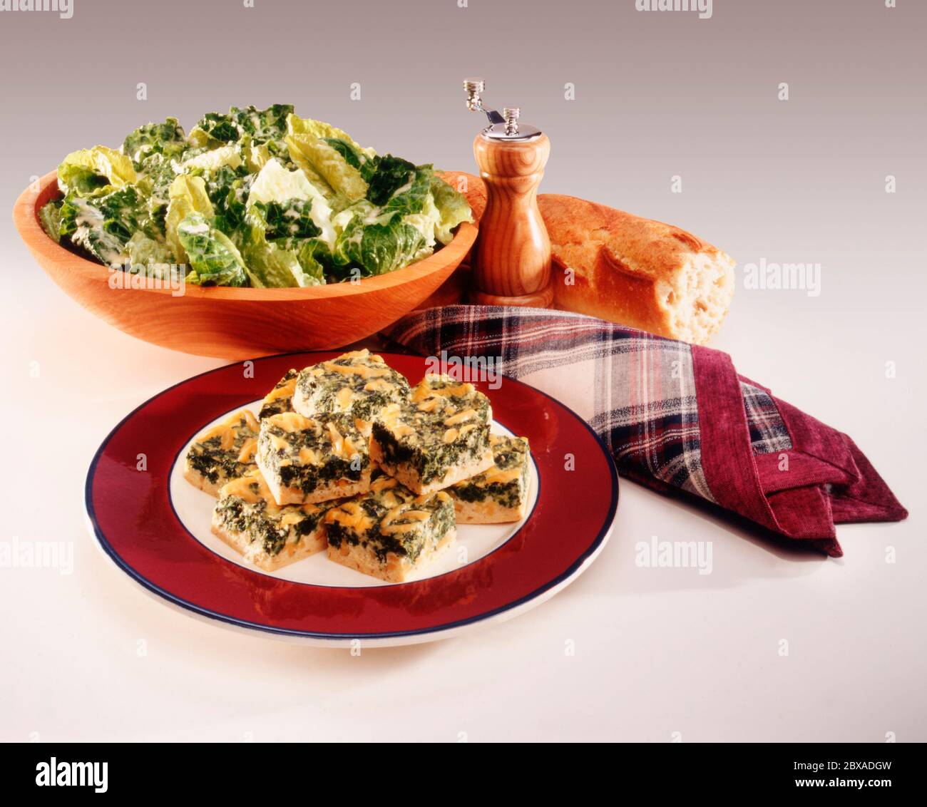Spinach Quiche Squares Stock Photo Alamy