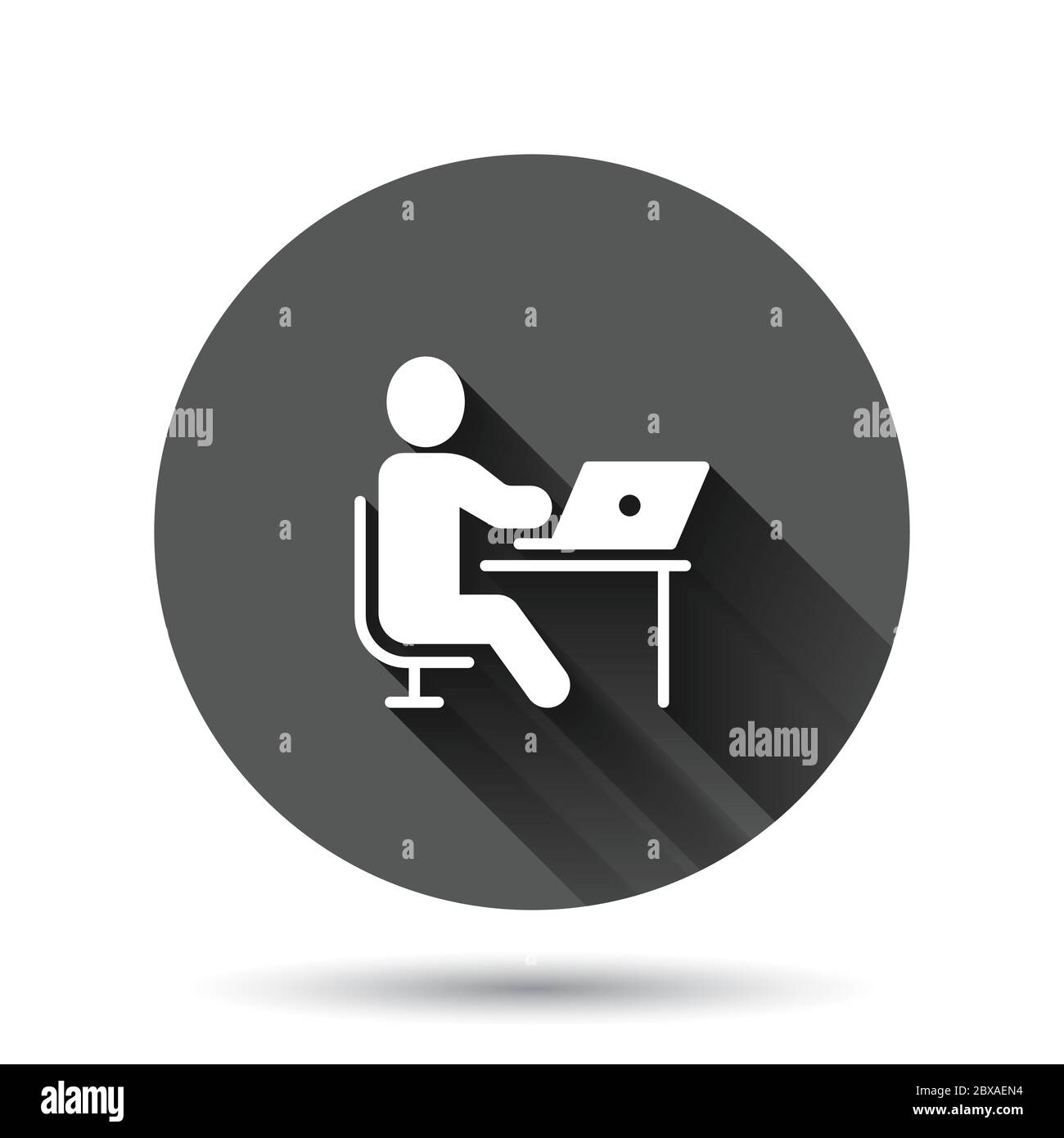 People with laptop computer icon in flat style. Pc user vector ...