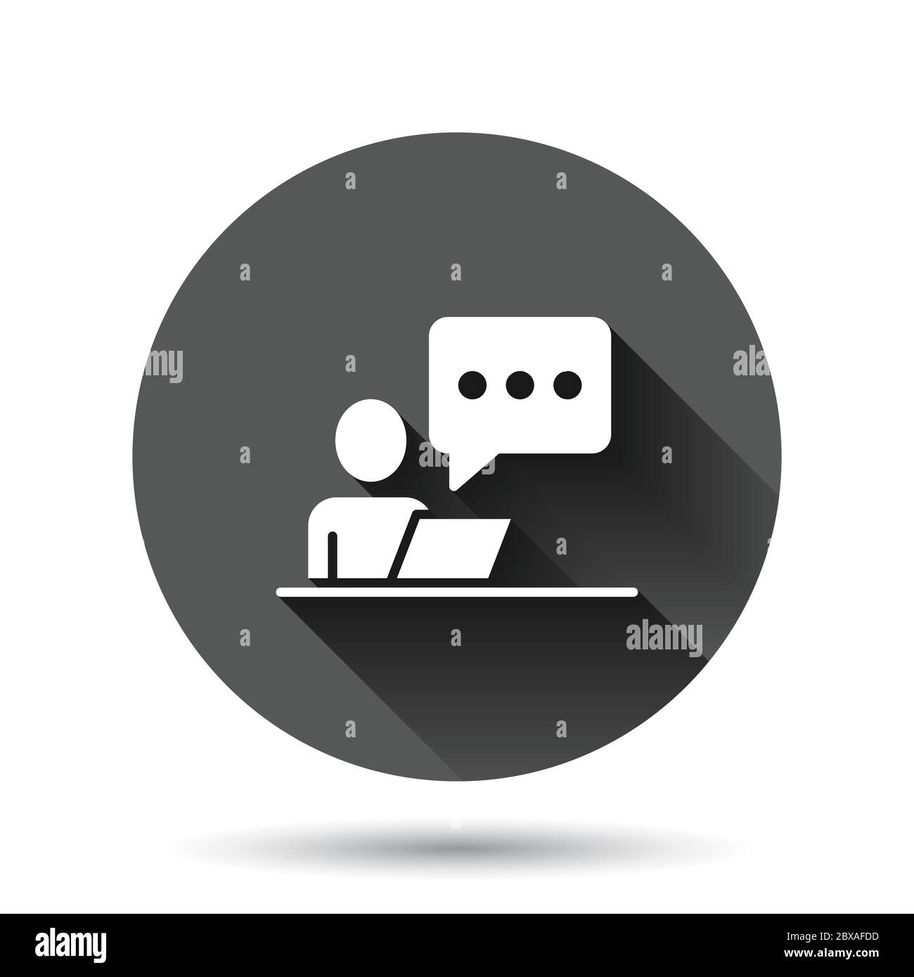 People with laptop computer icon in flat style. Pc user vector ...