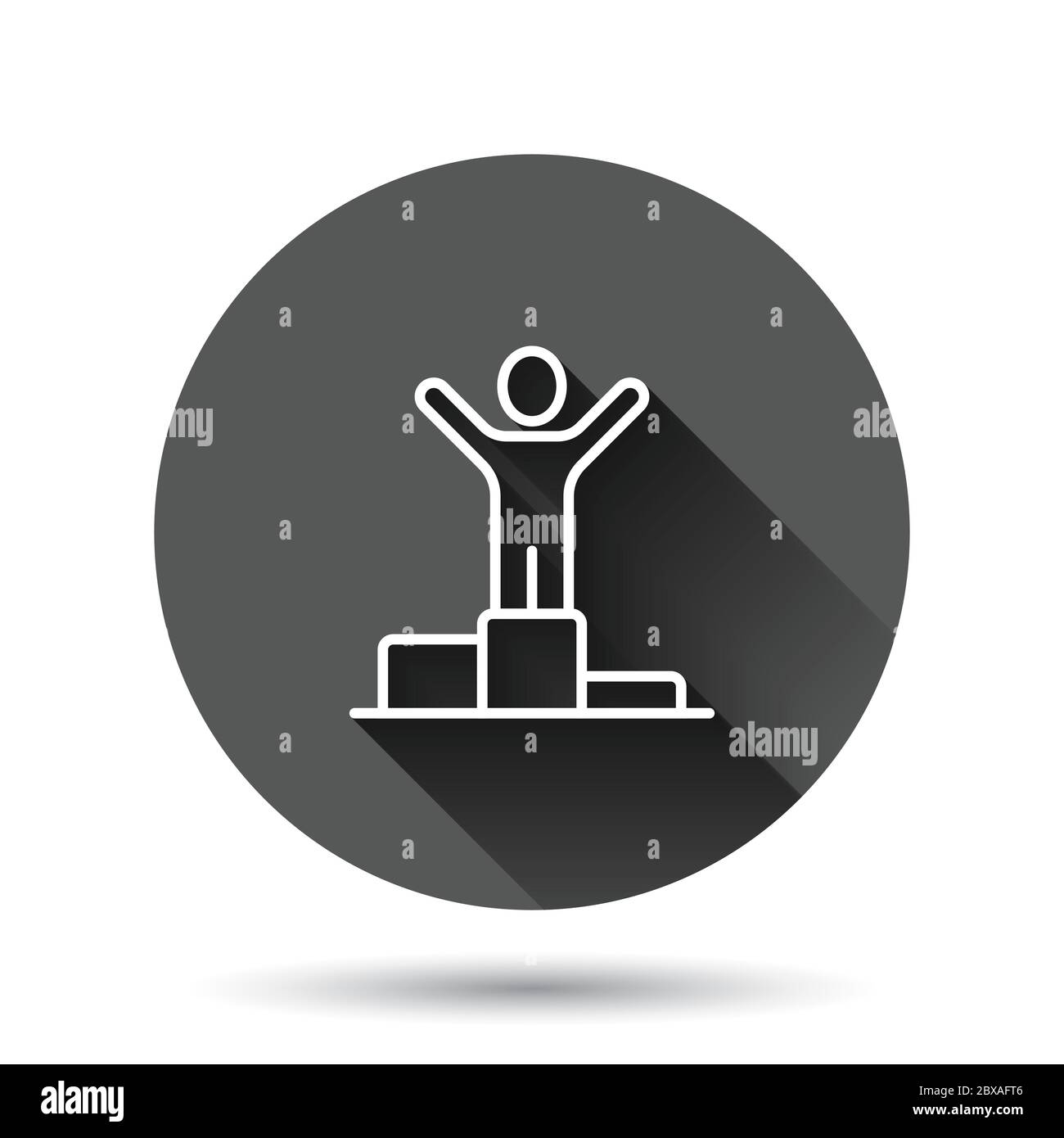 People win icon in flat style. Champion on podium vector illustration ...