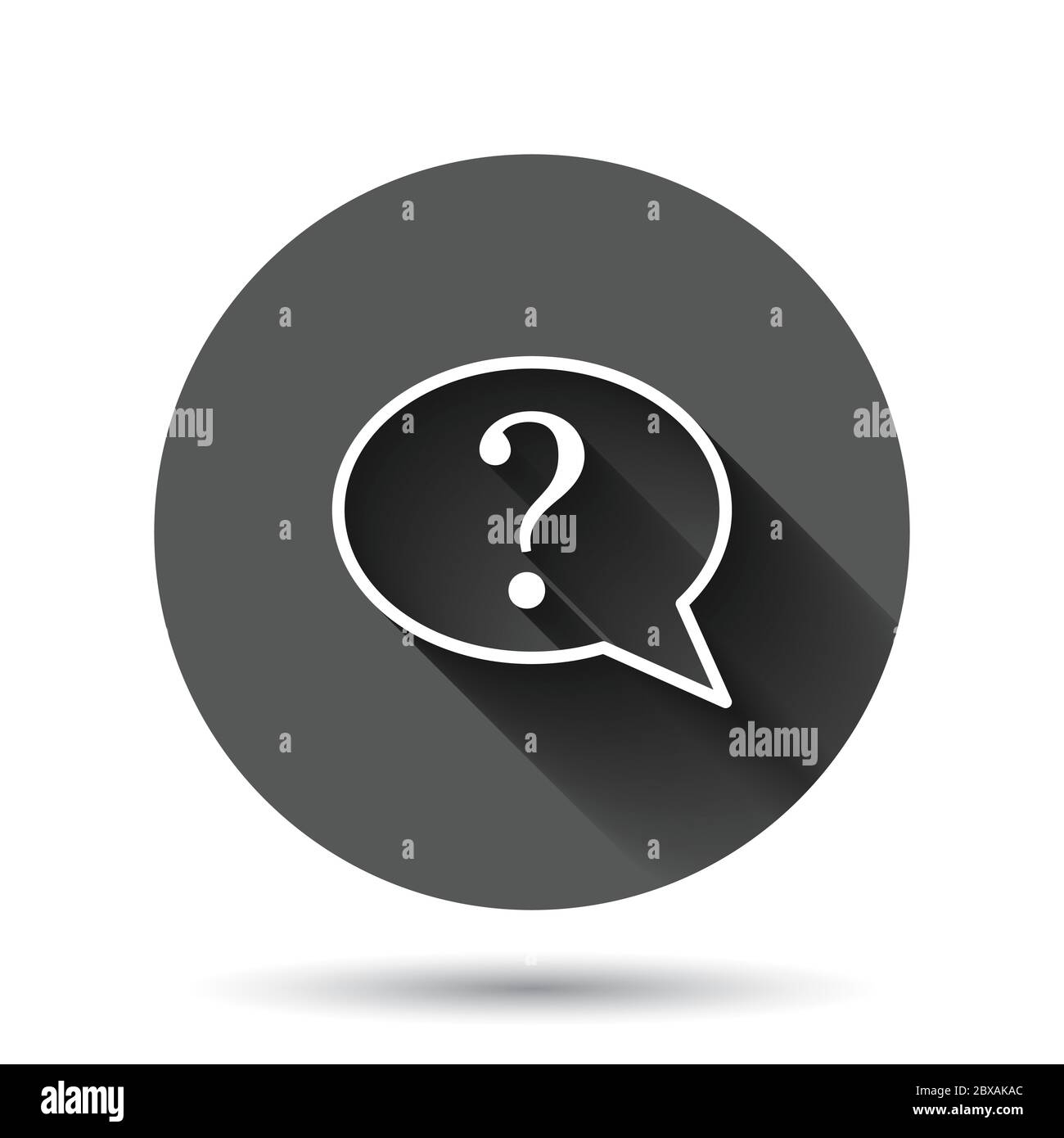 Question Mark Icon In Flat Style Discussion Speech Bubble Vector Illustration On Black Round 1529