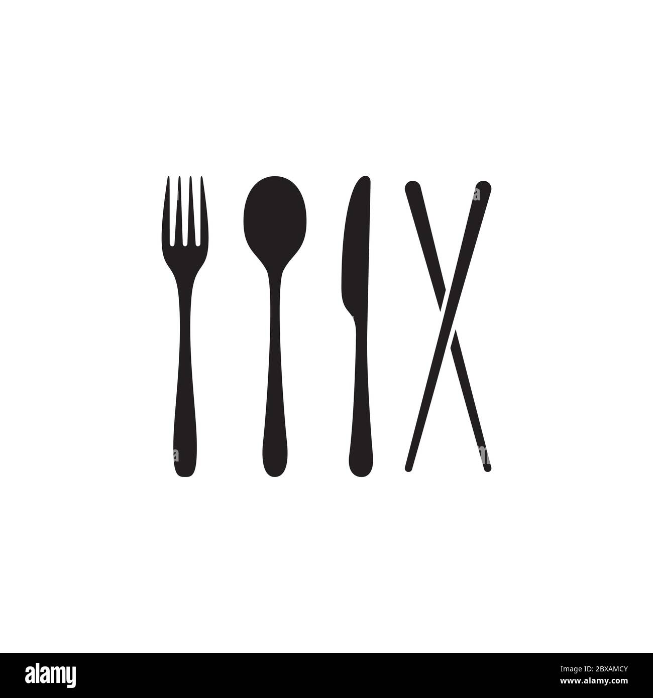 Spoon, fork, knife and chopsticks icon. Chairs accessories. Restaurant  concept. Vector on isolated white background. EPS 10 Stock Vector Image &  Art - Alamy
