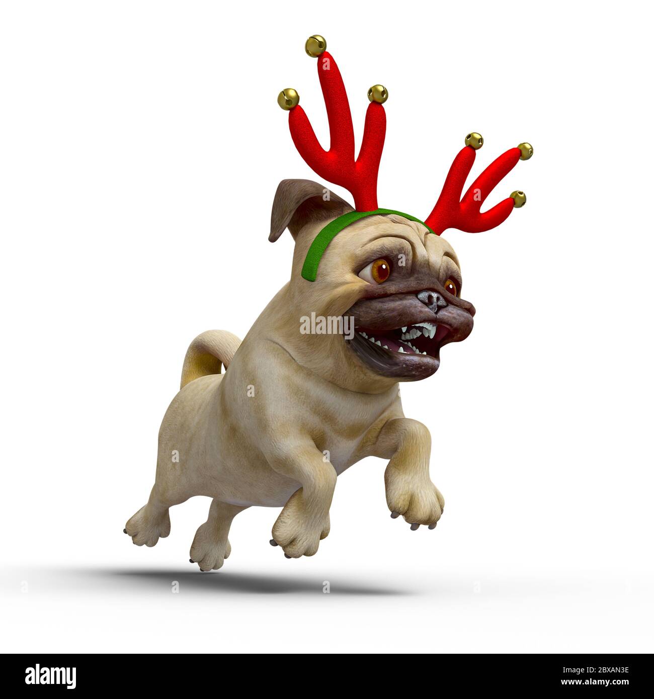 dog pug cartoon with a christmas hat is 