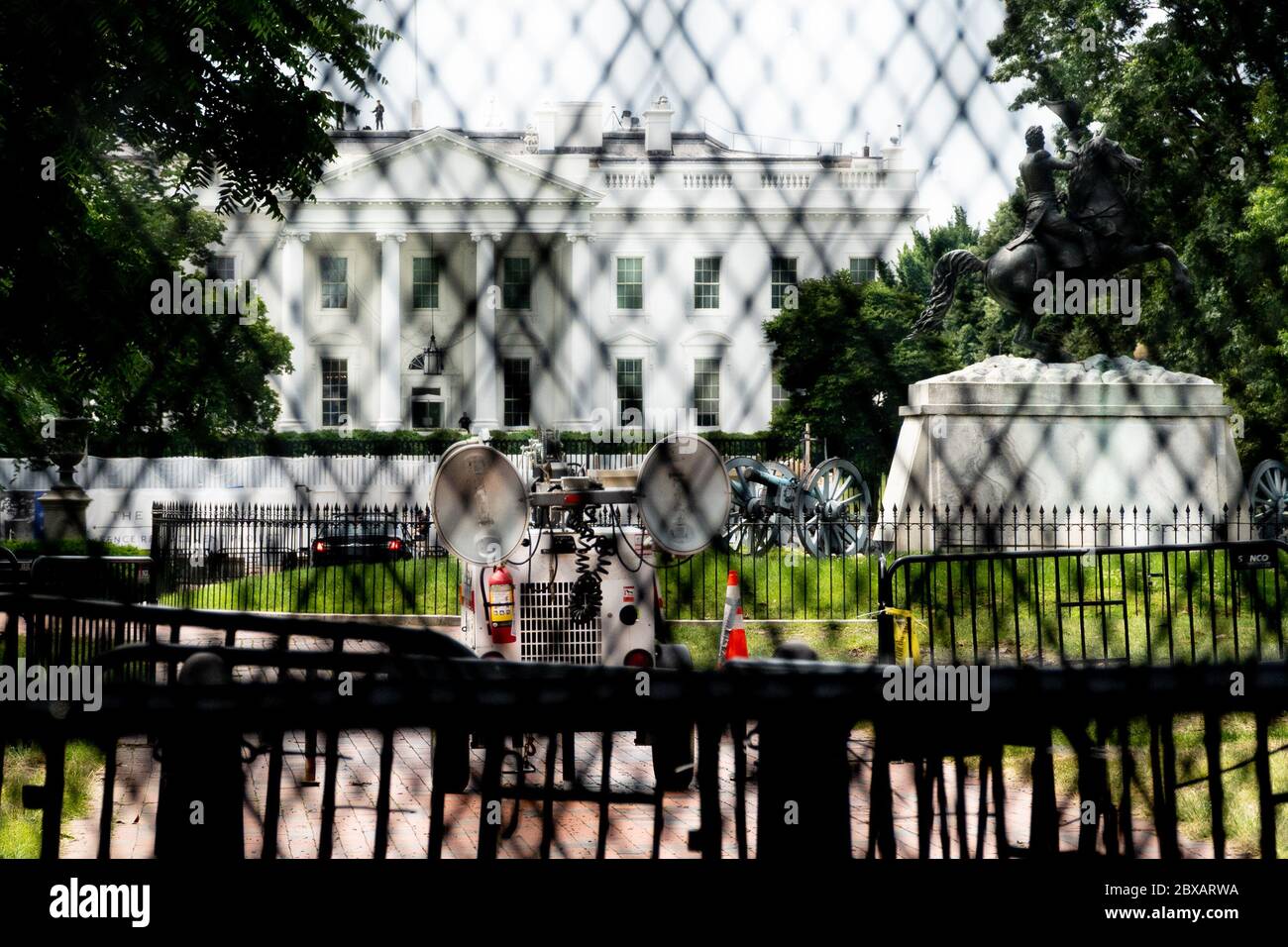 June 6, 2020: The White House is seen through layers of temporary fencing installed after more than a week of protests against police brutality, June 6, 2020. Credit: Michael Candelori/ZUMA Wire/Alamy Live News Stock Photo