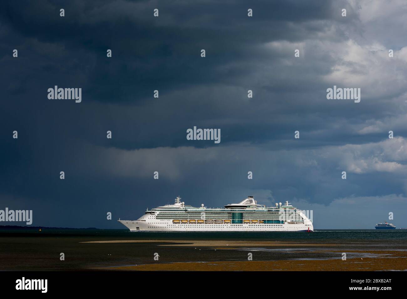 GTS Jewel of the Seas a Radiance class cruise ship heading for the Port of Southampton during the Coronavirus  pandemic , The Solent,  England, UK Stock Photo