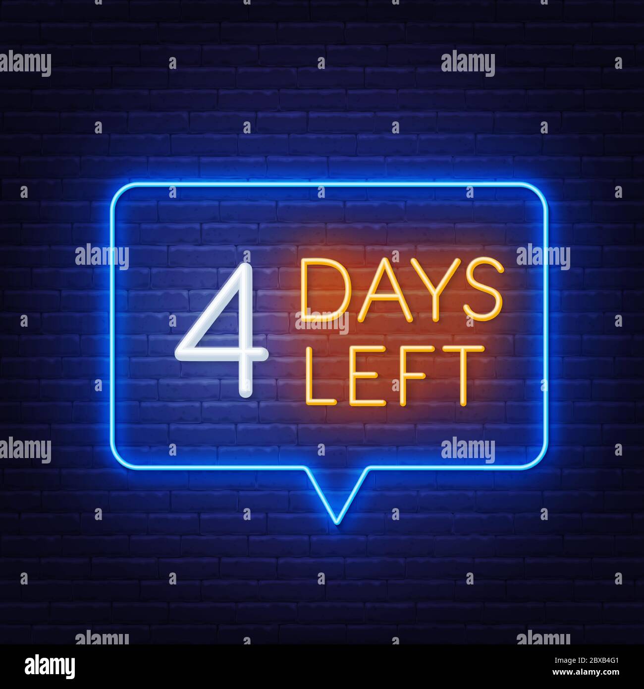 Four days left neon sign on brick wall background. Vector illustration ...