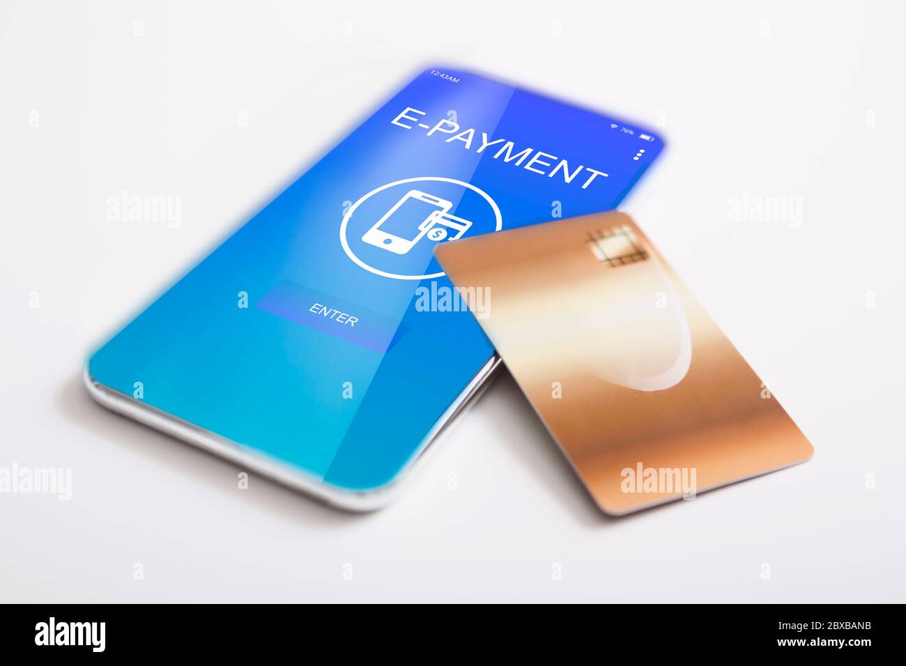 E-Payment. Collage Of Smartphone With Opened Money Transfers App And Credit Card Stock Photo