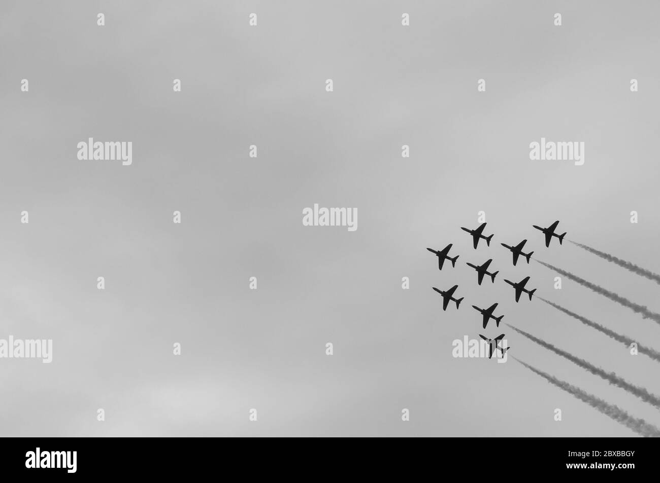 The Red Arrows aerial display over Blackpool Stock Photo