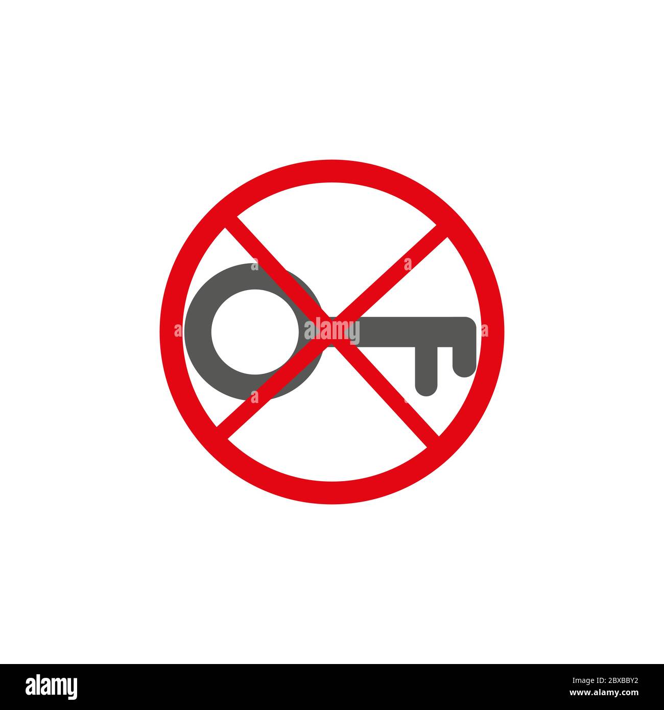 no key locked, dont used key red sign warning caution on white