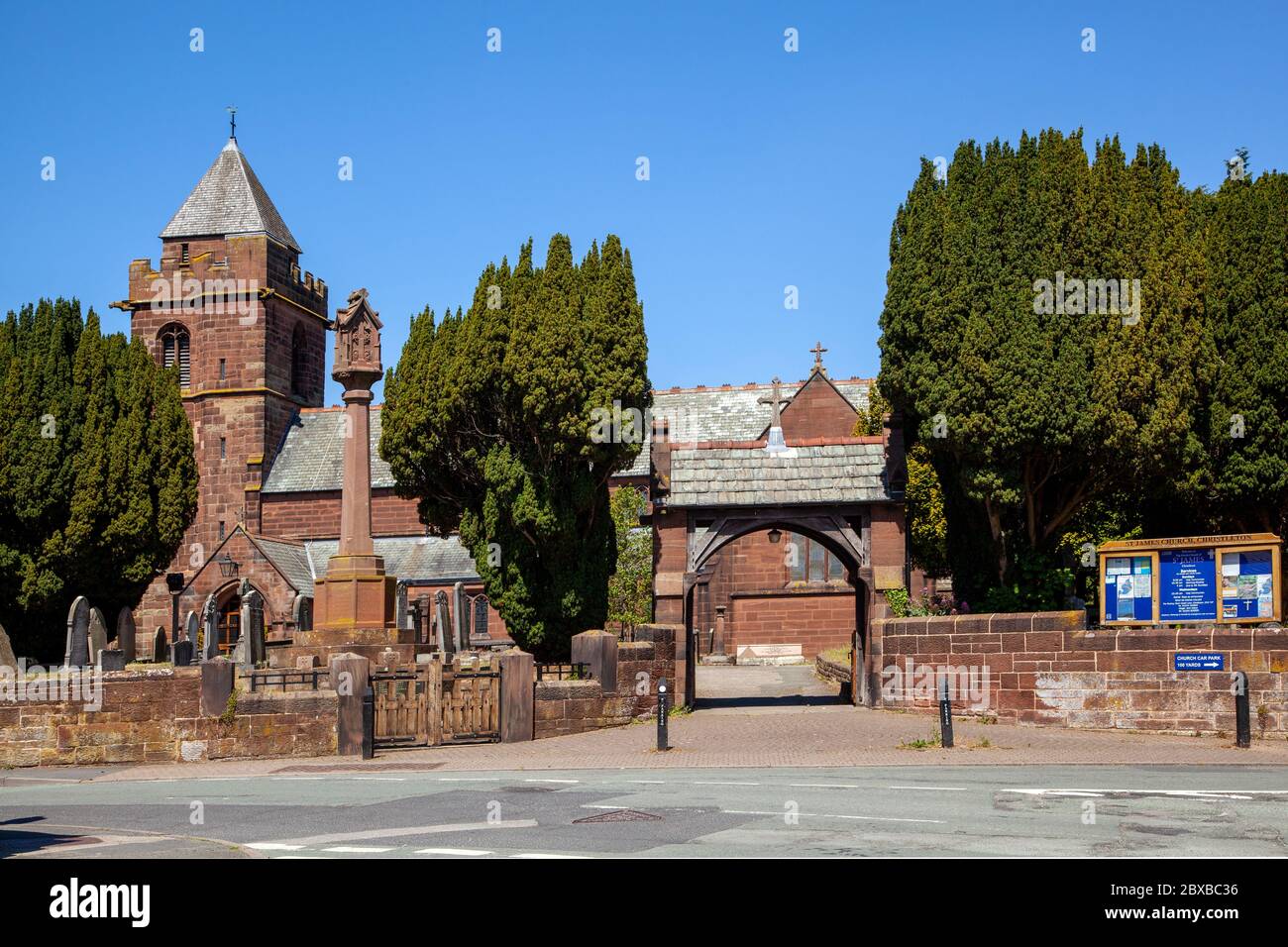 The church and churchyard gravestones of St James in the rural Cheshire ...