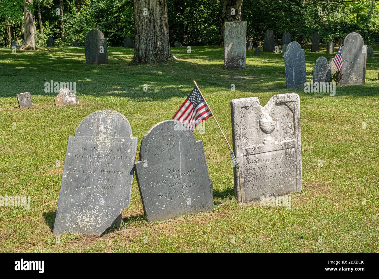 The Old Hardwick Cemetery on the Town Common in Hardwick, Massachusetts Stock Photo