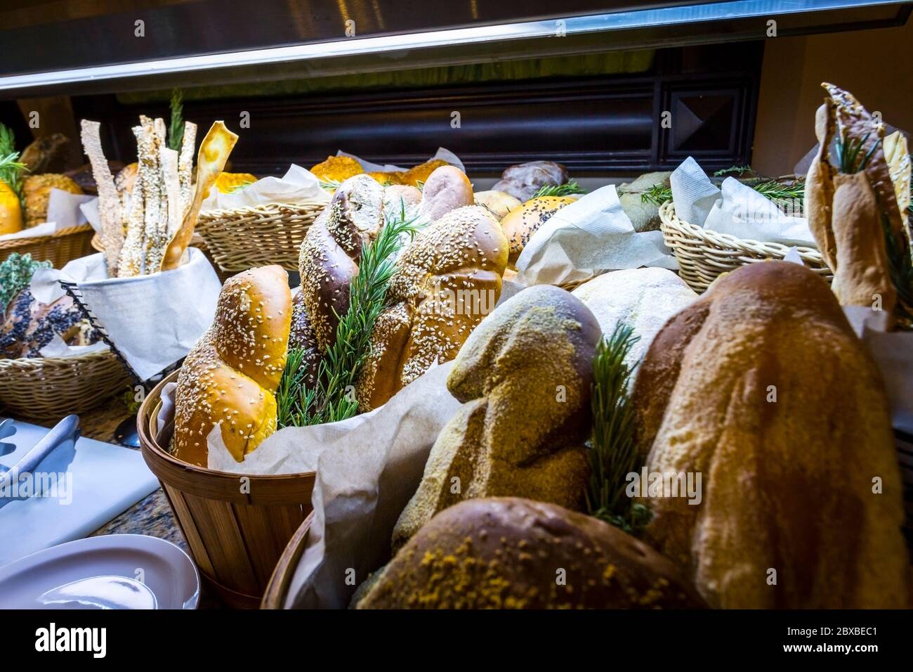 bread in a restaurant at a resort Stock Photo