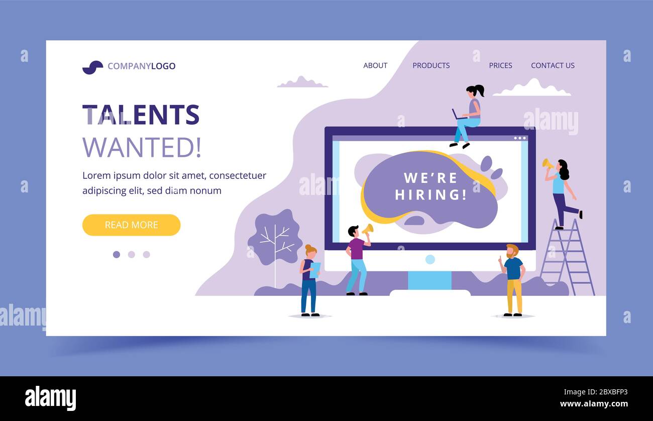 Hiring landing page. Concept illustrations for human resources, hiring