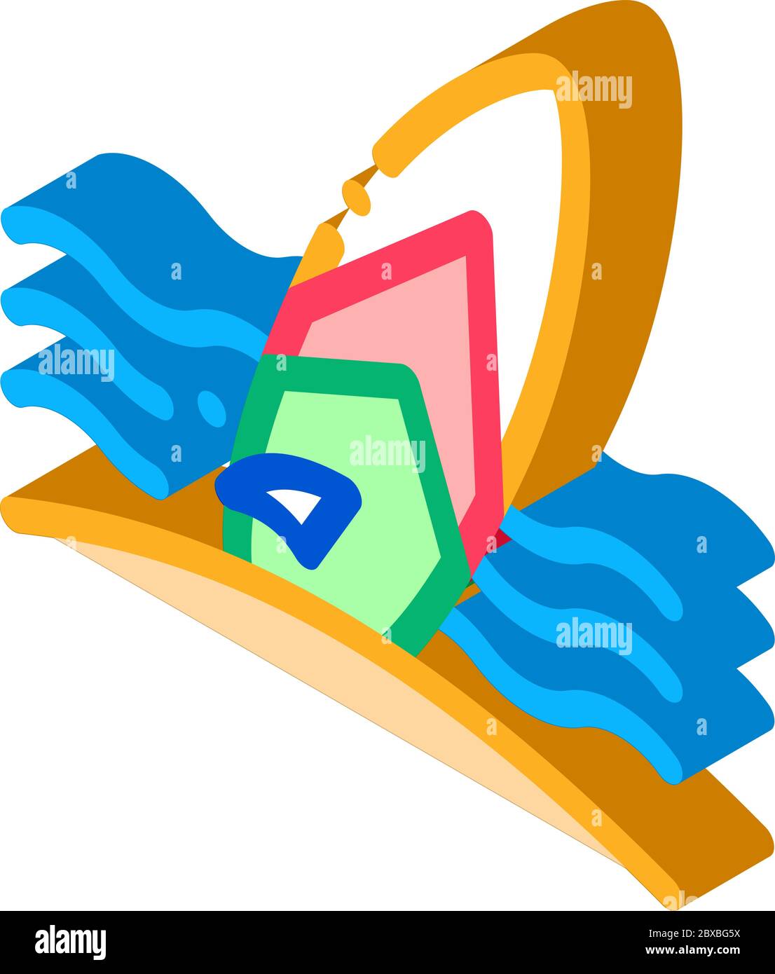 Surfing Board On Seaside isometric icon vector illustration Stock ...