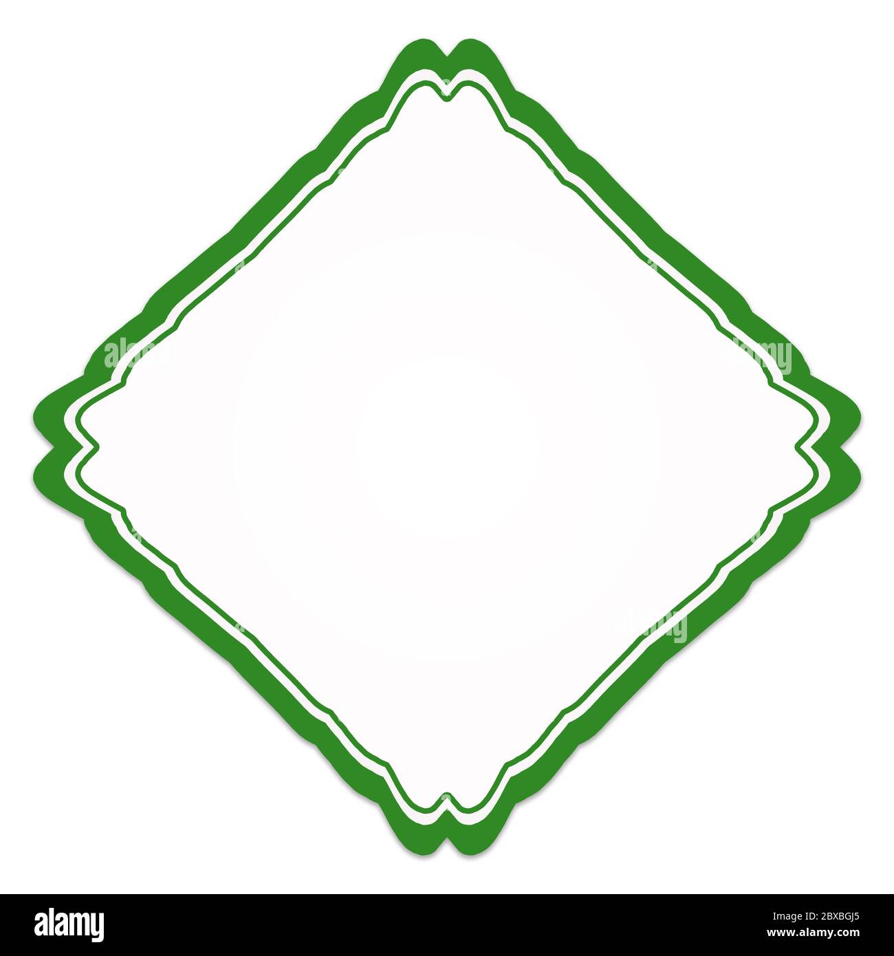 Vintage frame with green border on white background Stock Photo