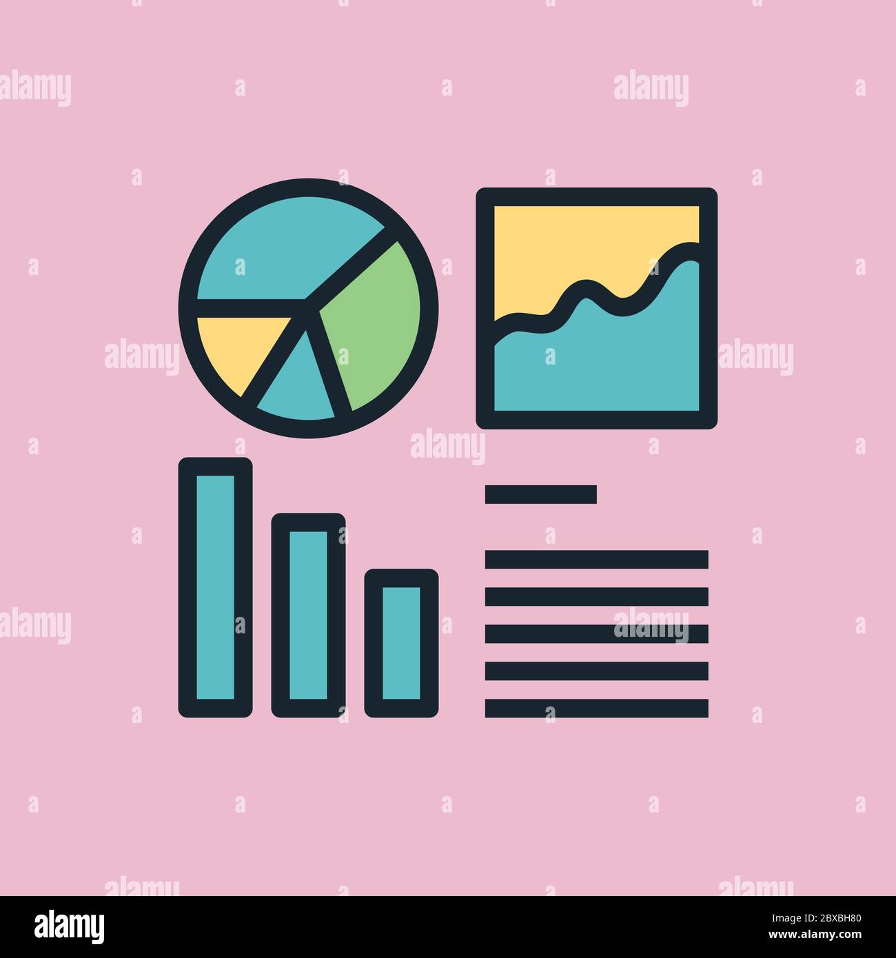 Analytics. Digital marketing concept illustration, flat design linear style banner. Usage for e-mail newsletters, headers, blog posts, print and more. Stock Vector