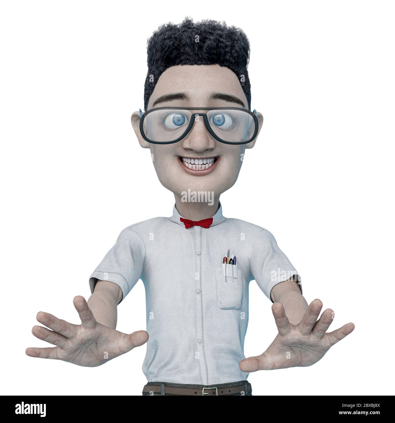 nerd cartoon calm down please. This smart boy in clipping path is very  useful for yours funny graphic design creations, 3d illustration Stock  Photo - Alamy
