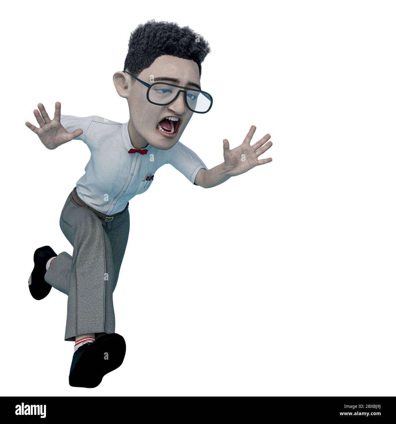 nerd cartoon running and crying. This smart boy in clipping path is very  useful for yours funny graphic design creations, 3d illustration Stock  Photo - Alamy