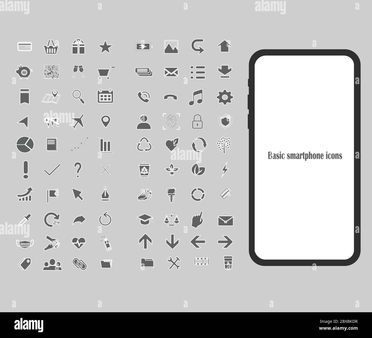 Basic icon for smartphone on gray background Stock Vector