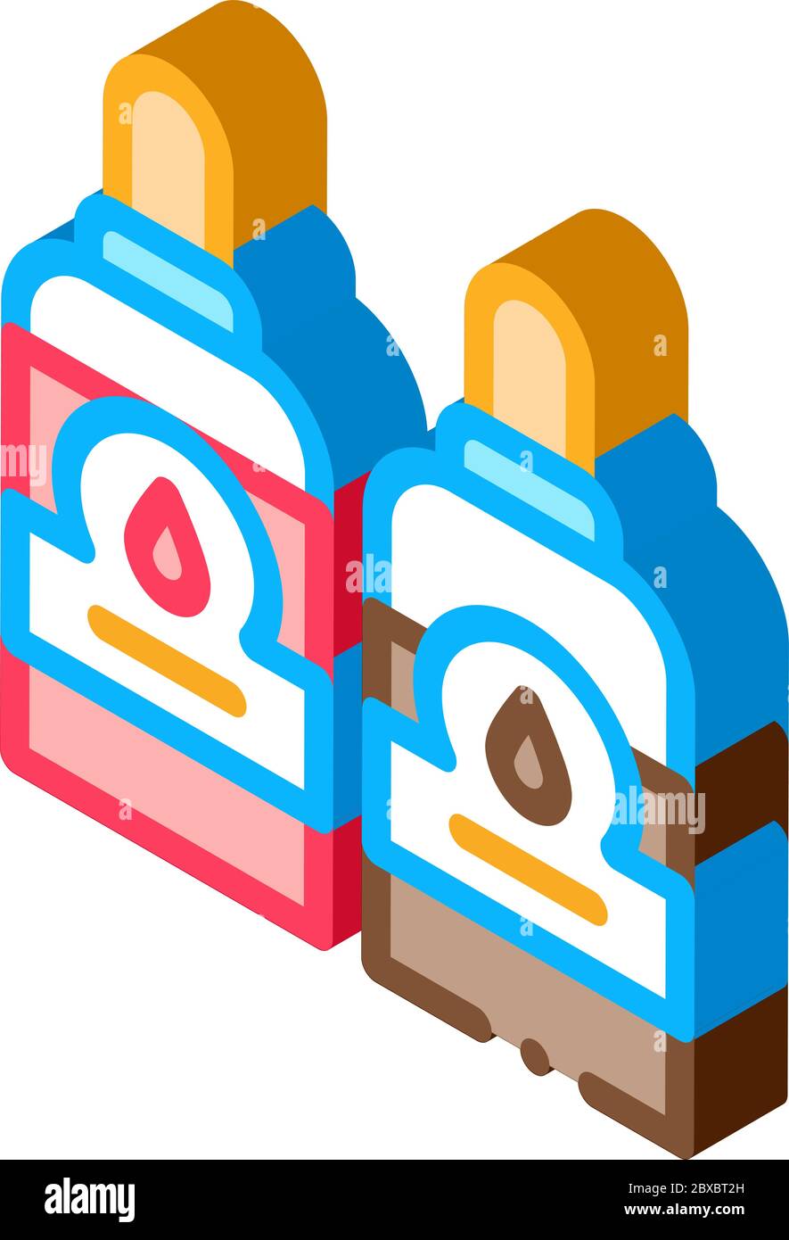 Bottles With Ink isometric icon vector illustration Stock Vector