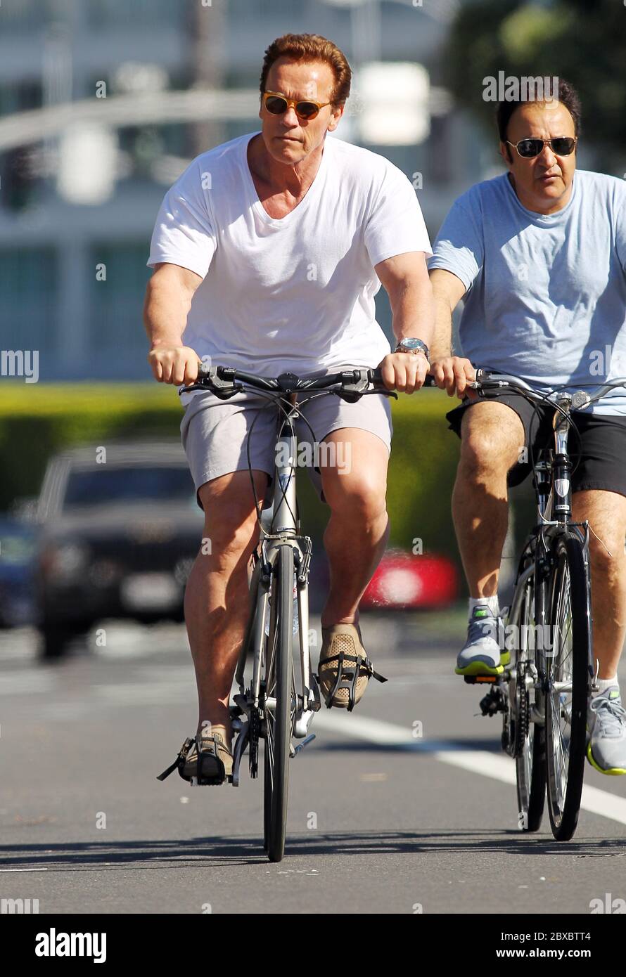Arnold Schwarzenegger spent the morning cycling with his bodyguards, Santa  Monica, California 2011 Stock Photo - Alamy