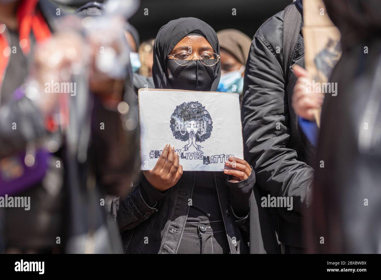 Black Lives Matter protest at the clock tower in Leicester city centre 6th June 2020. Stock Photo