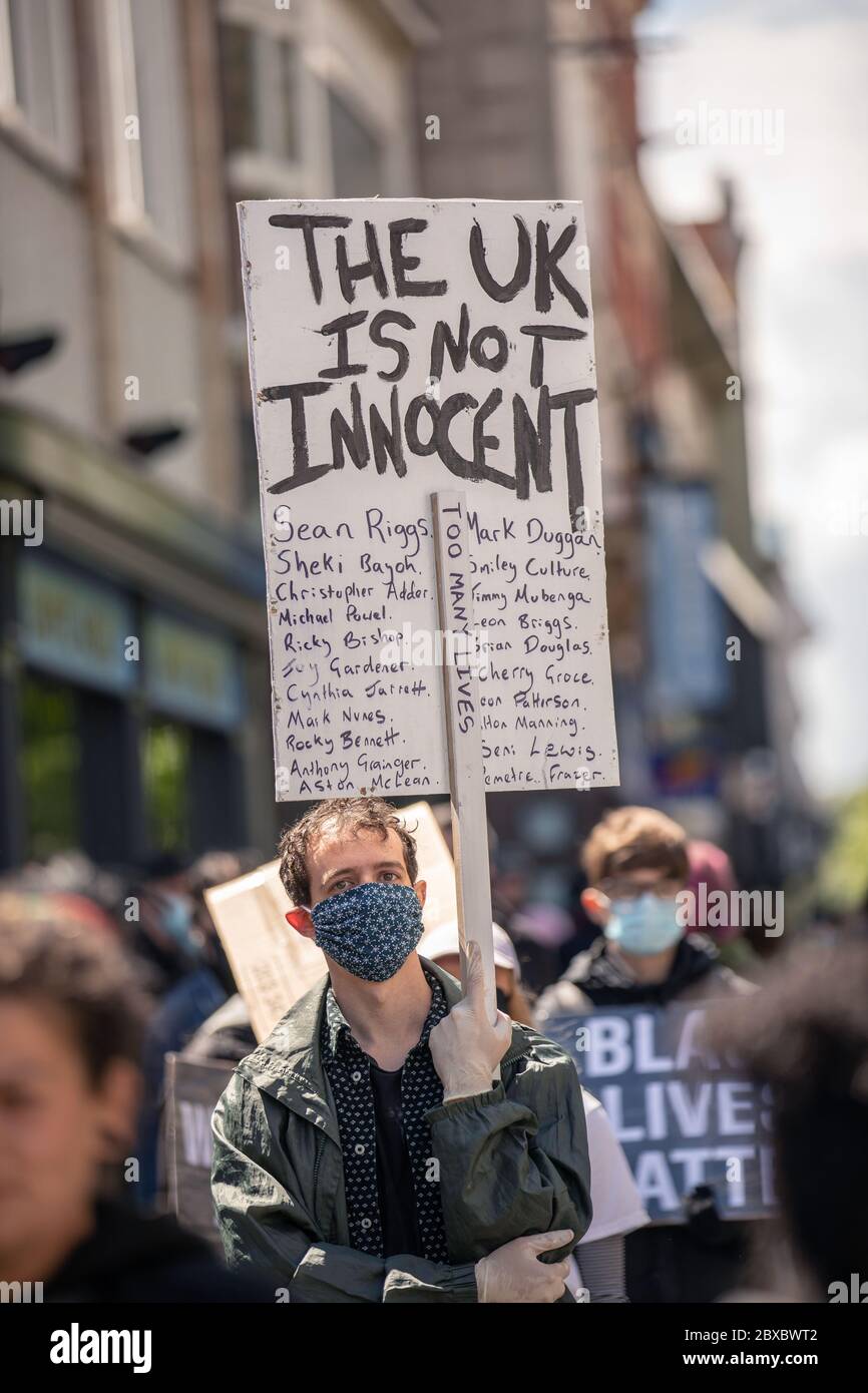 Black Lives Matter protest at the clock tower in Leicester city centre 6th June 2020. Stock Photo