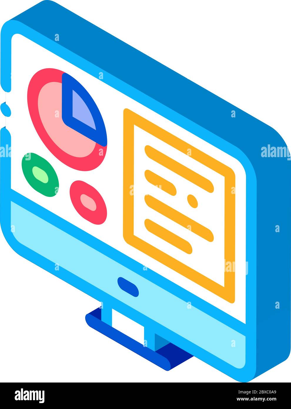 Analytics On Computer Screen isometric icon vector illustration Stock ...