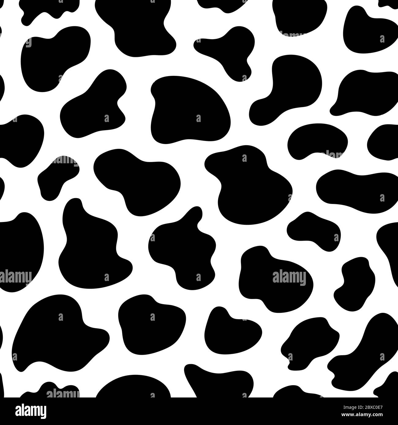 Black and white seamless pattern with cow skin texture Stock Vector