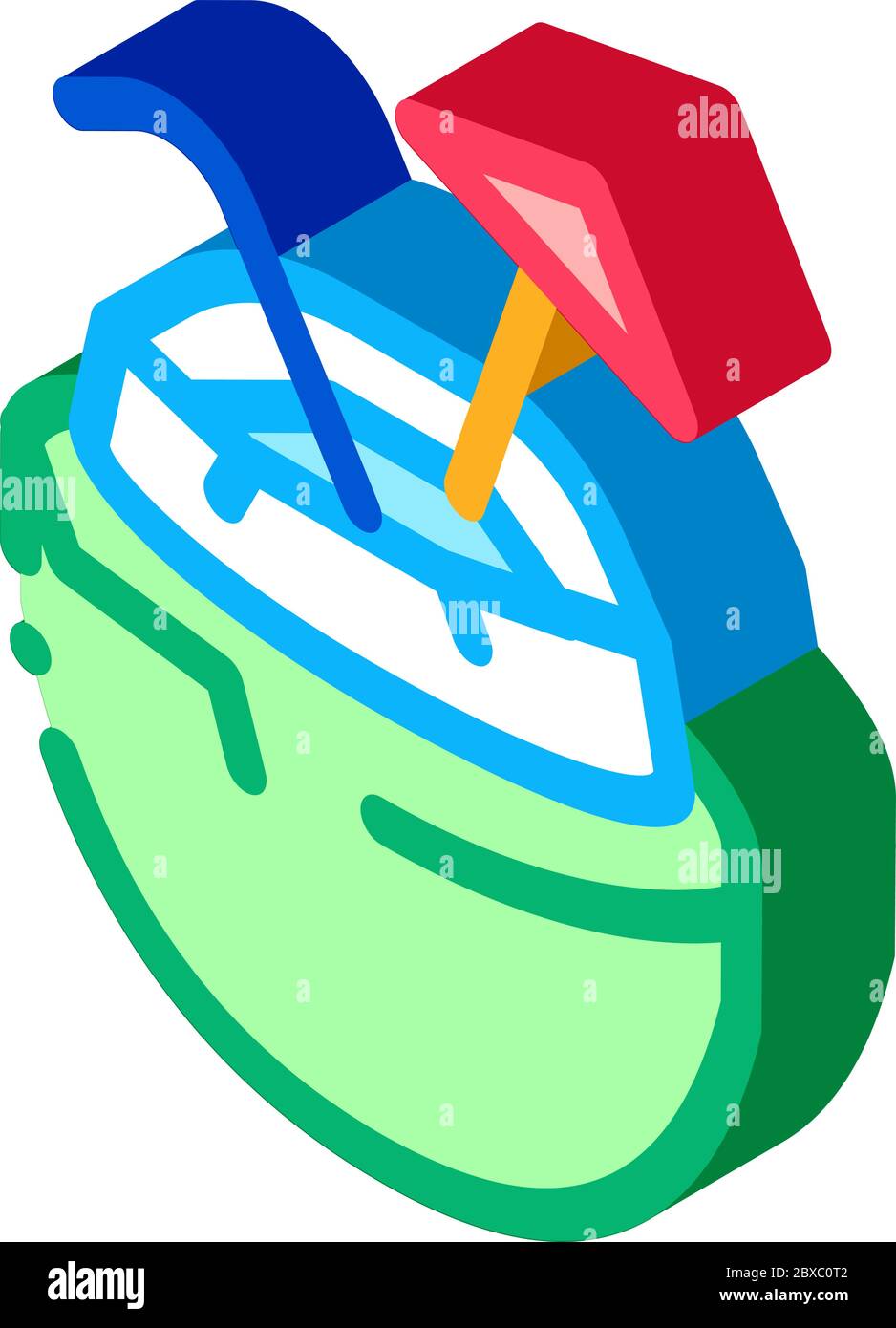 Coconut Tropical Cocktail isometric icon vector illustration Stock Vector