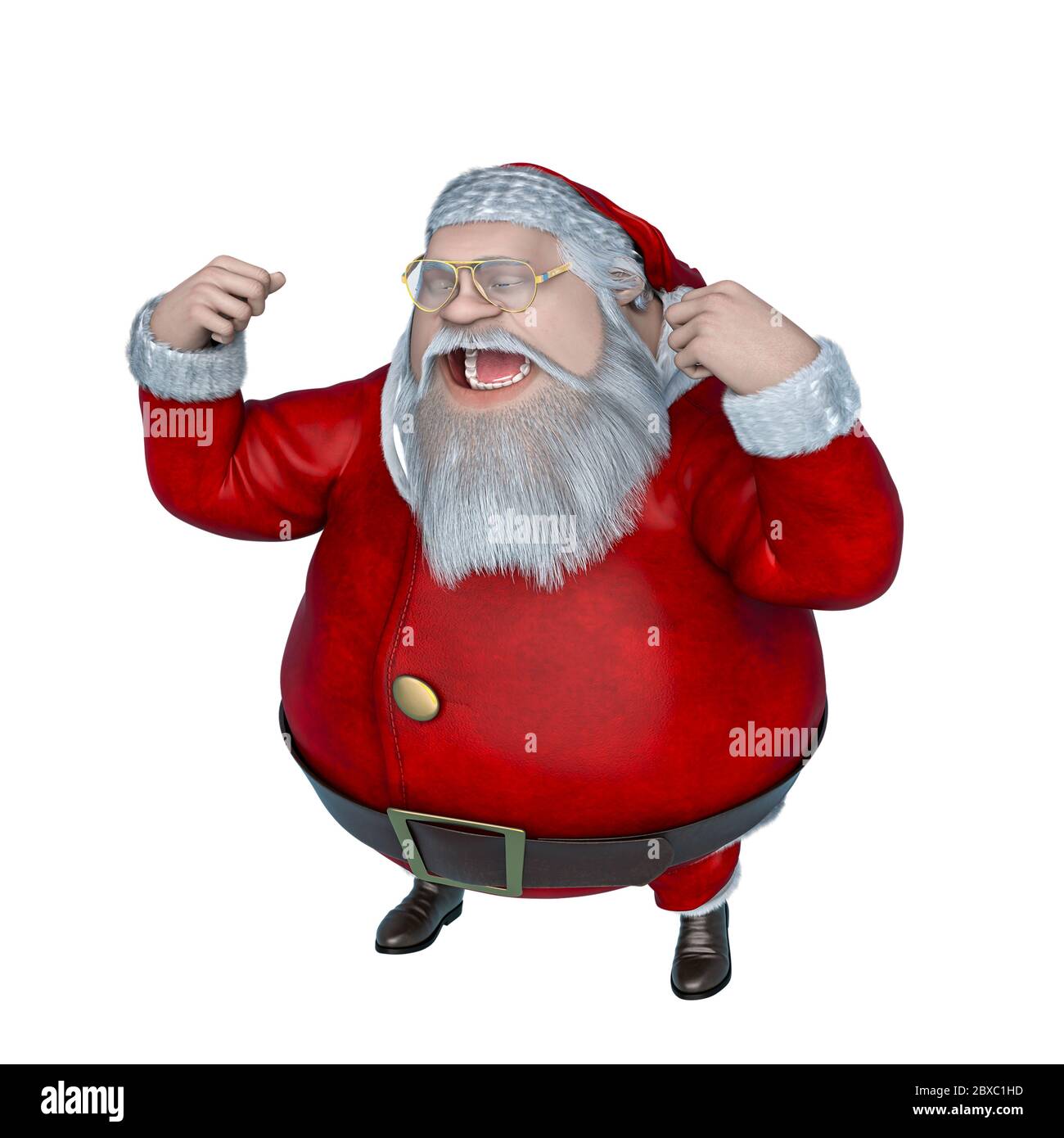 santa claus cartoon walking and talking on the cellphone. This old guy in clipping path is very useful for graphic design creations, 3d illustration Stock Photo