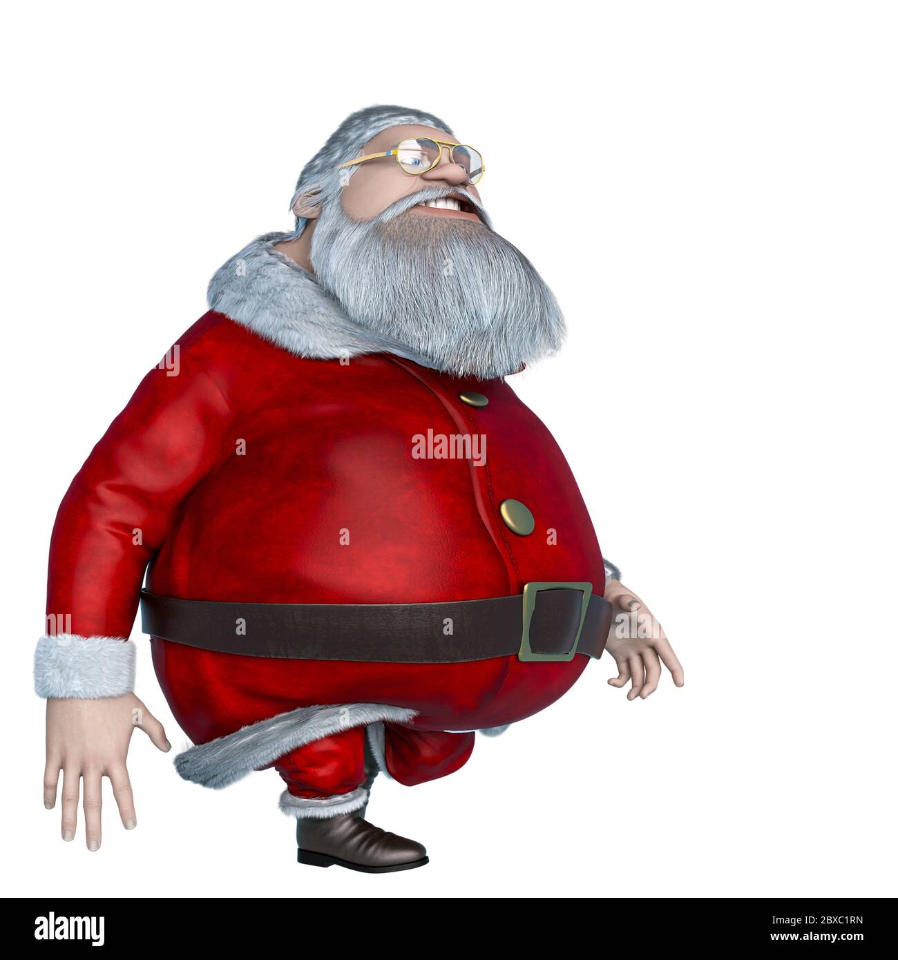 santa claus cartoon walking. This old guy in clipping path is very useful for graphic design creations, 3d illustration Stock Photo
