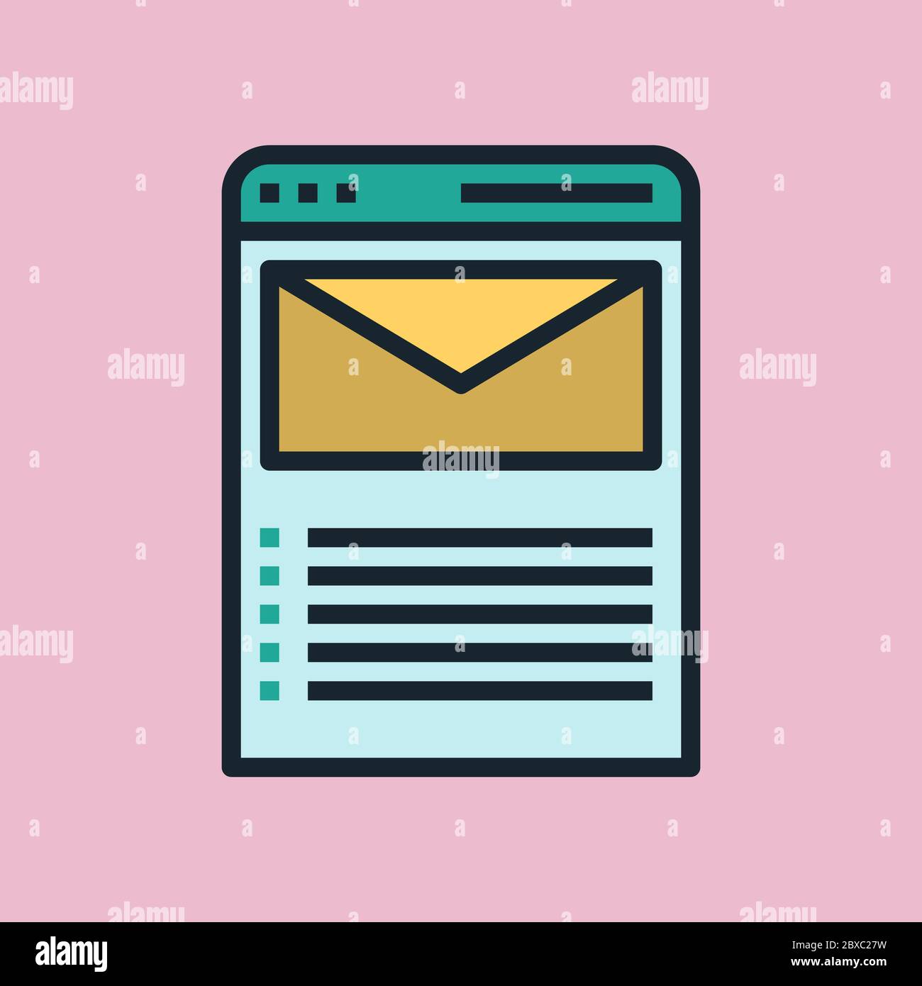 Email List. Digital marketing concept illustration, flat design linear style banner. Usage for e-mail newsletters, headers, blog posts, print and more Stock Vector