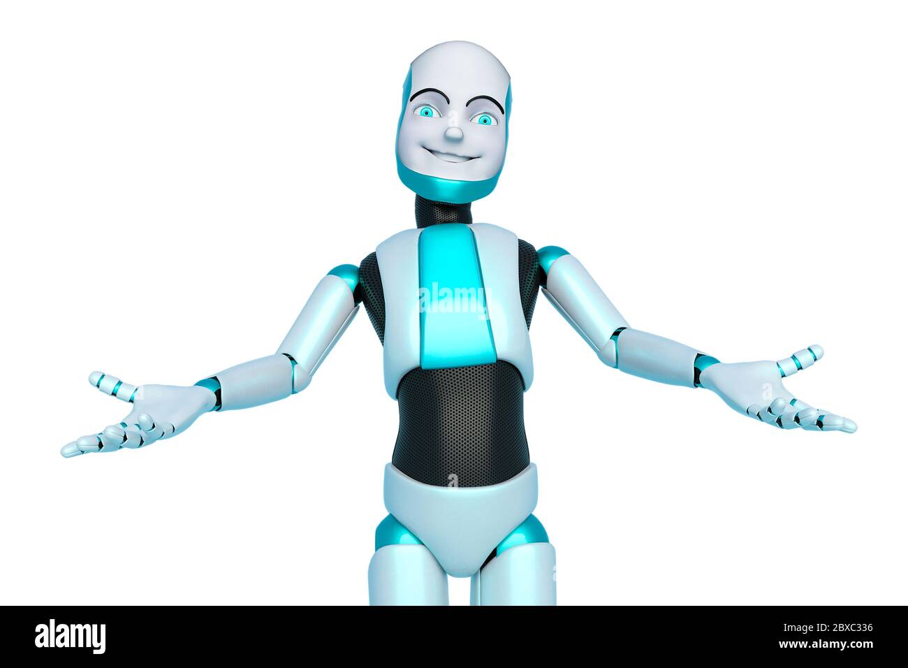 robot boy cartoon come on give me a hug. This guy in clipping path is very  useful for graphic design creations, 3d illustration Stock Photo - Alamy