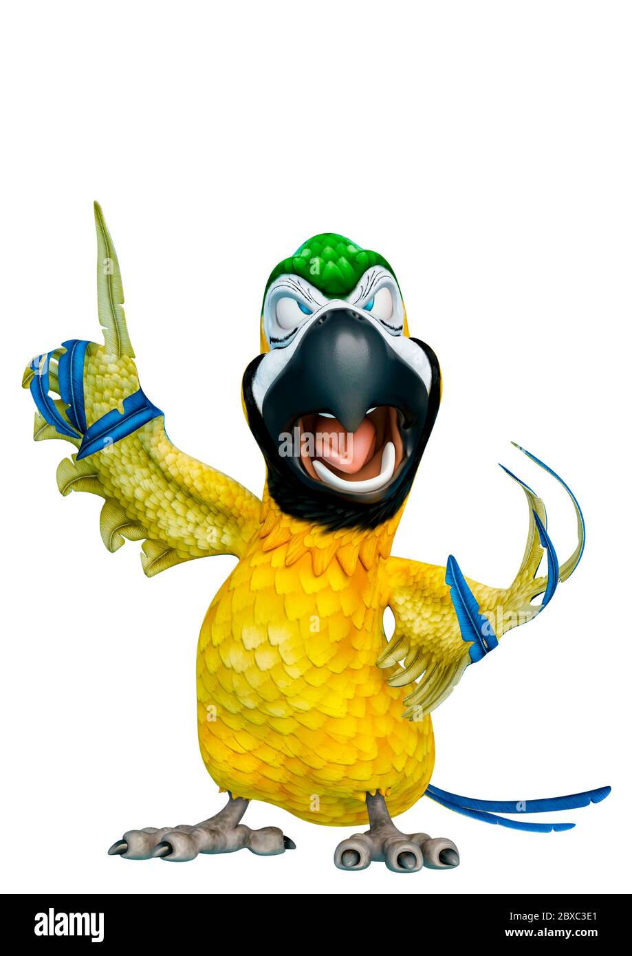 parrot cartoon in a white background saying hey man now is my turn ...