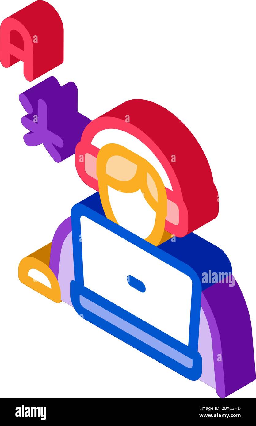 Human Learn Foreign Language isometric icon vector illustration Stock Vector