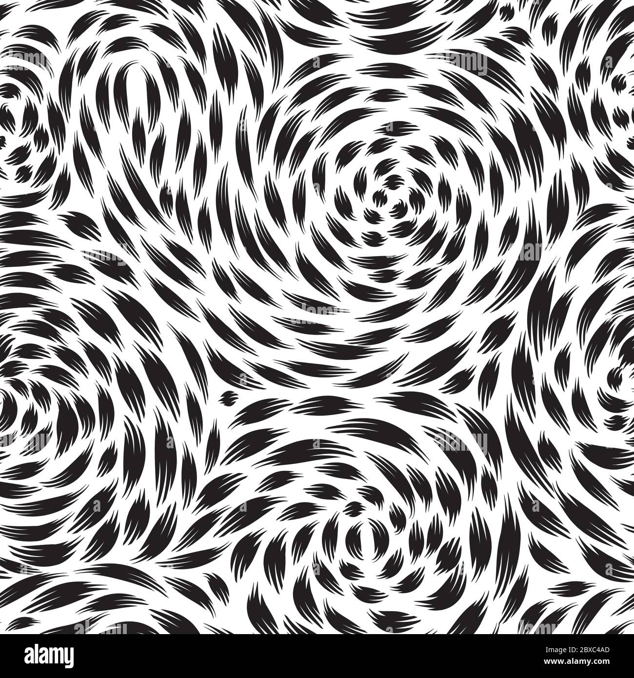 Abstract seamless pattern with black and white swirl line ornament ...