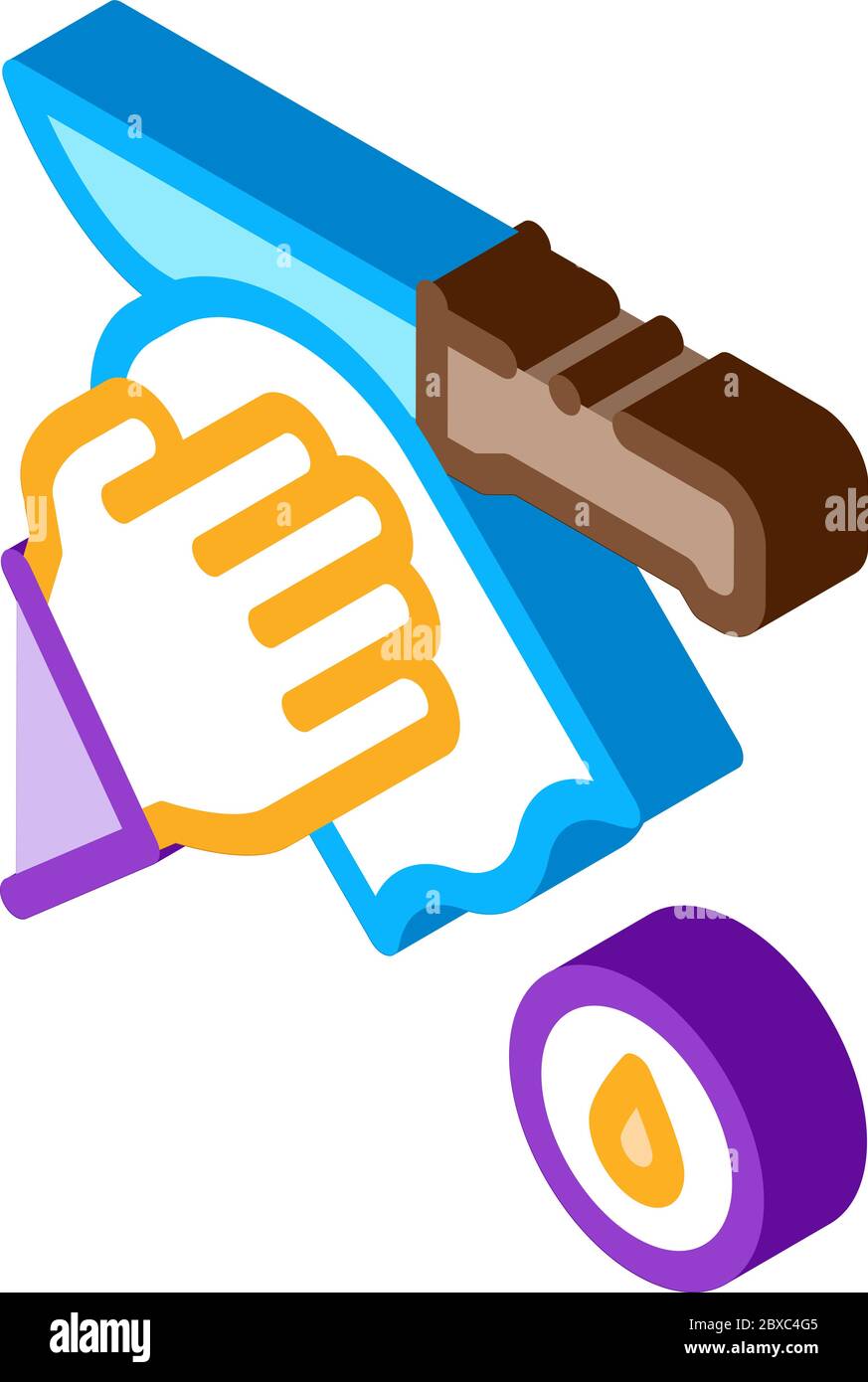 Knife Cleaning isometric icon vector illustration Stock Vector