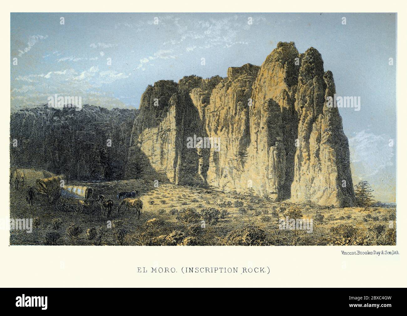 El Morro National Monument, Inscription Rock, in Cibola County, New Mexico, United States, 19th Century Stock Photo