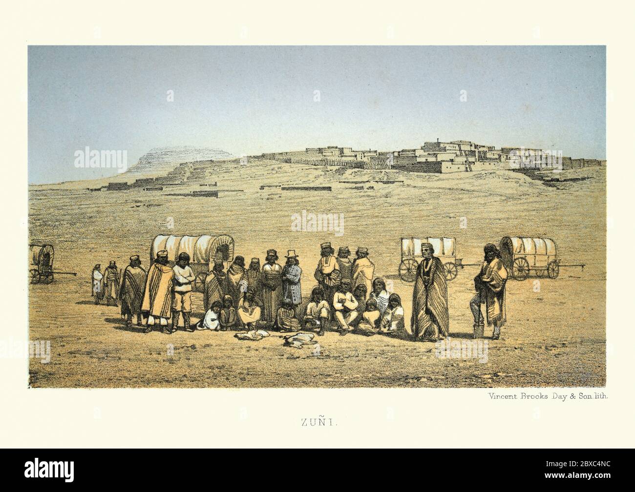 Zuni, Native American Pueblo peoples native to the Zuni River valley, western New Mexico, United States, 19th Century Stock Photo