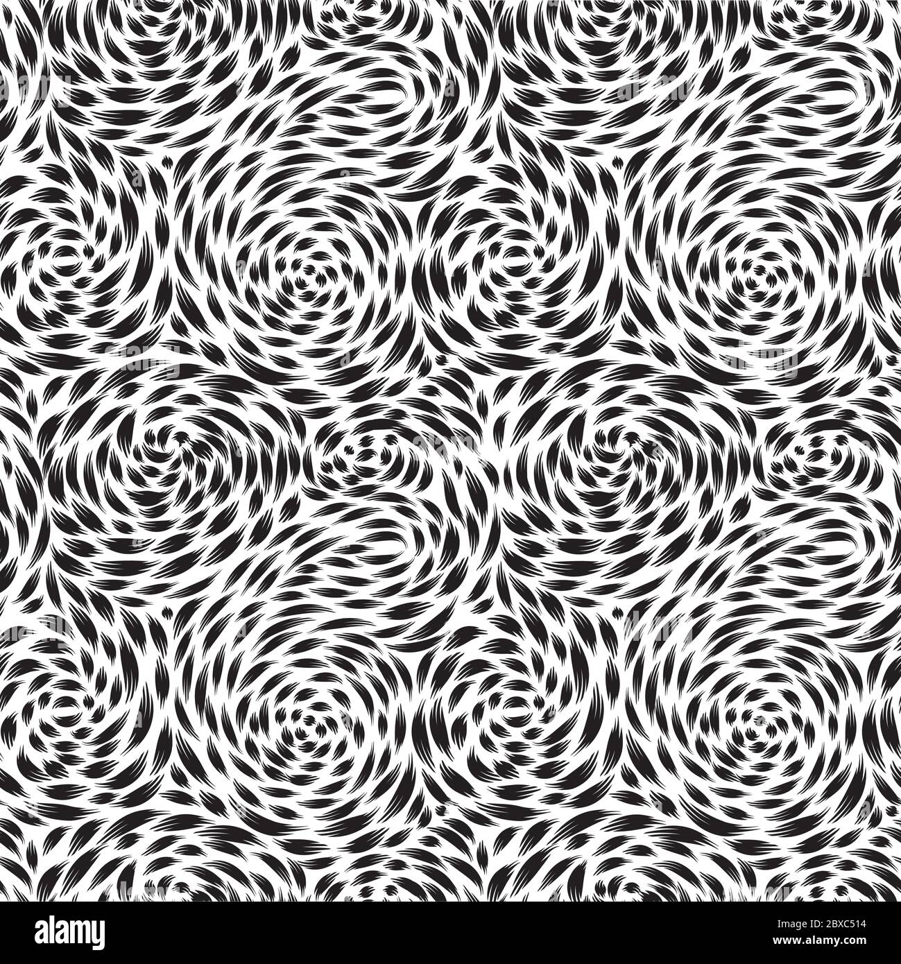 Abstract seamless pattern with black and white swirl line ornament ...