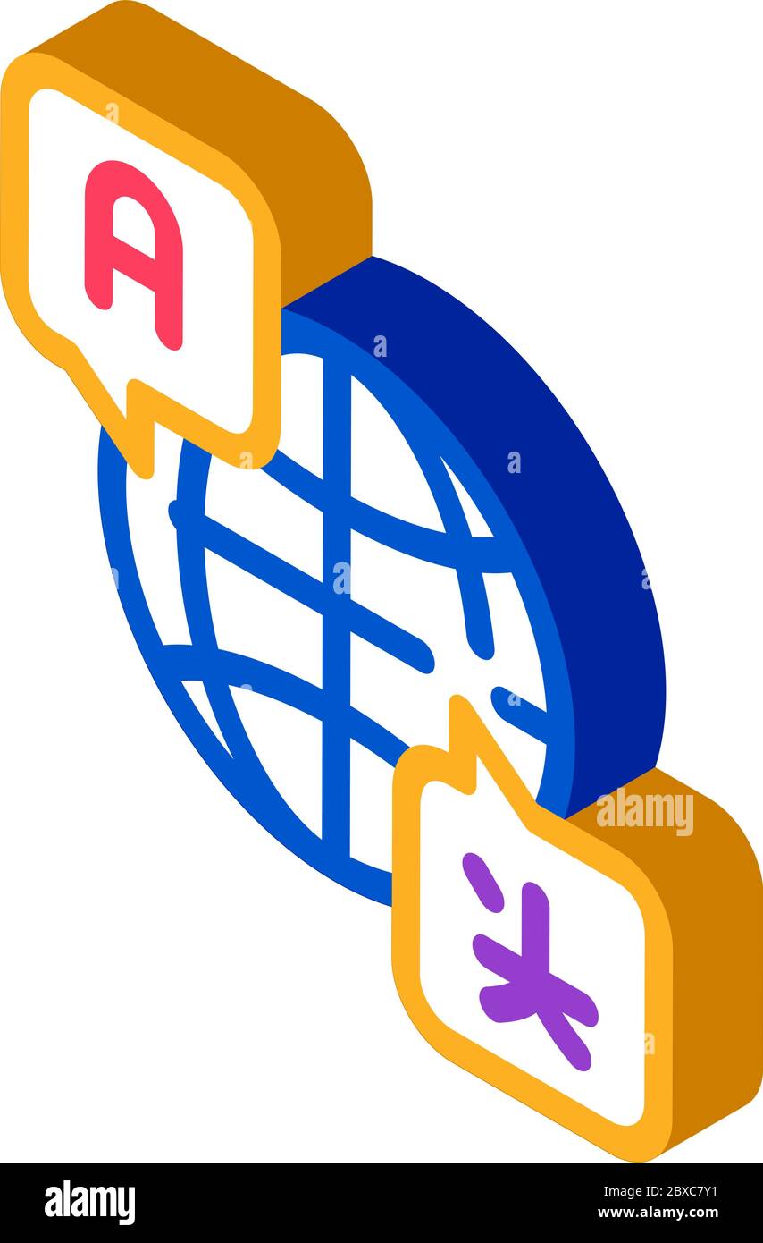 World International Language isometric icon vector illustration Stock Vector