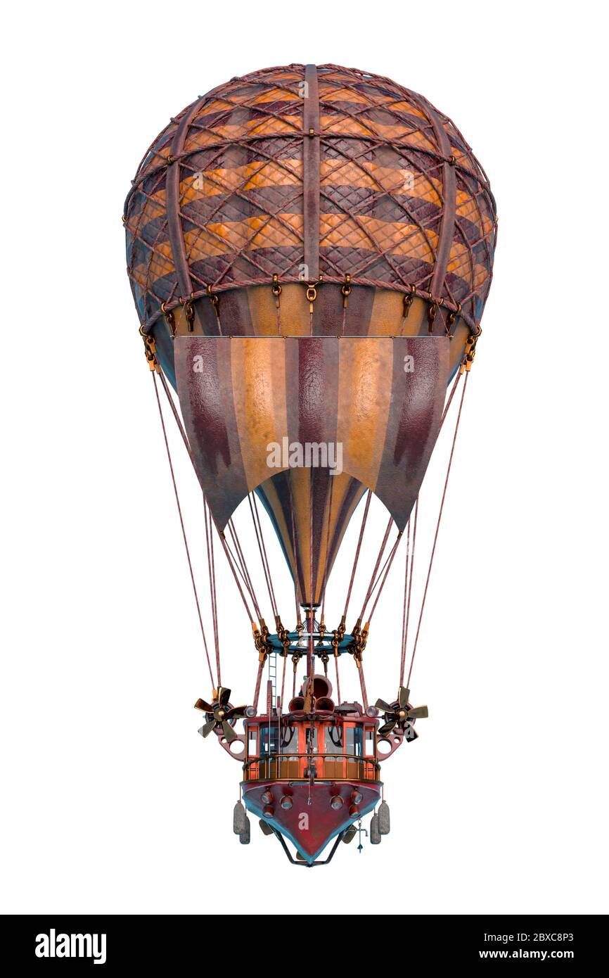 hot air balloon. This vintage air transport put some fun in yours  creations, 3d illustration Stock Photo - Alamy