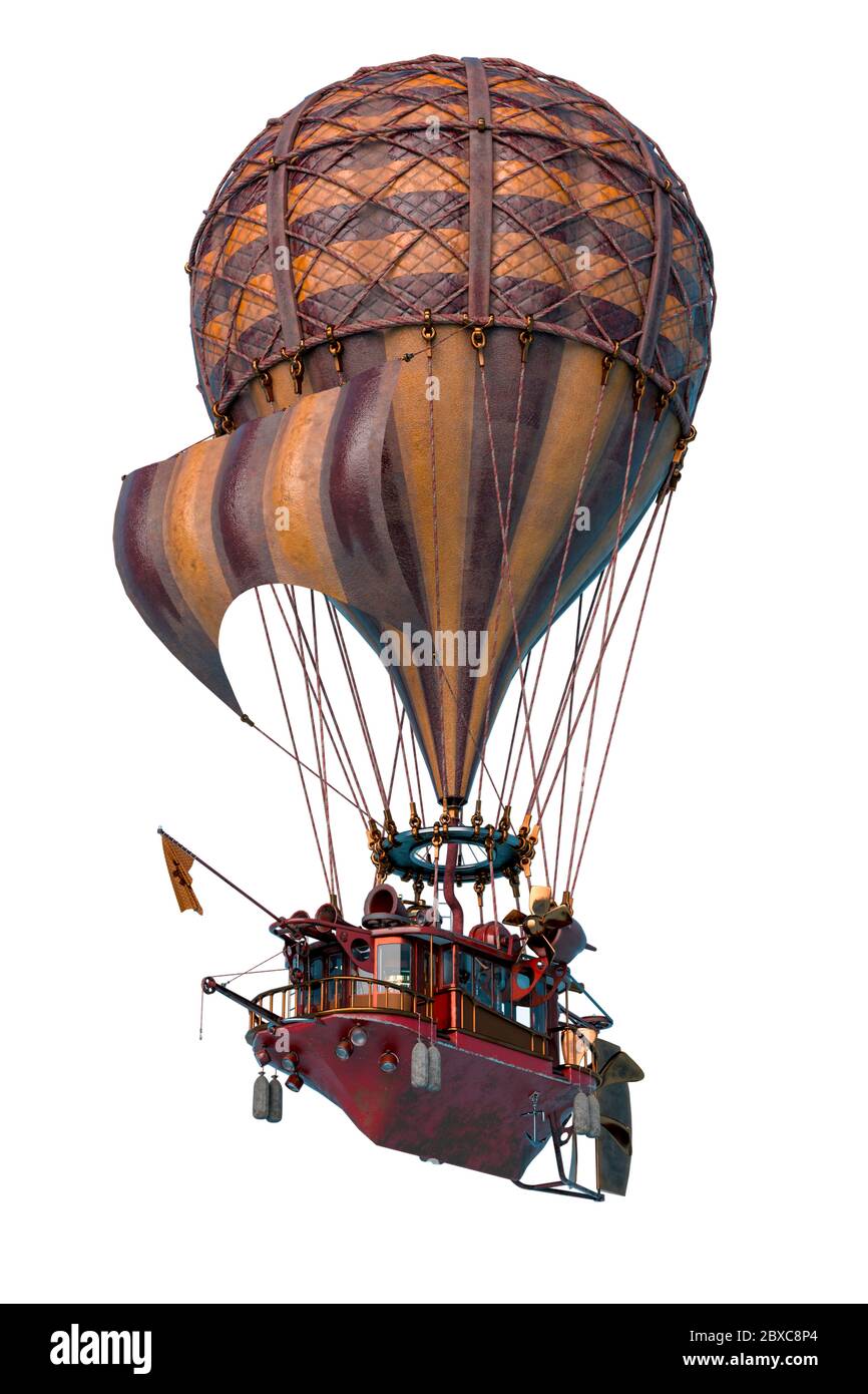 hot air balloon. This vintage air transport put some fun in yours  creations, 3d illustration Stock Photo - Alamy