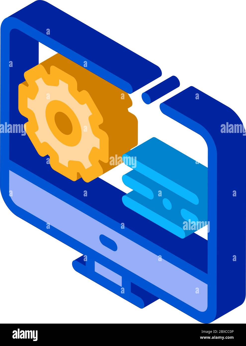 Gear On Display isometric icon vector illustration Stock Vector Image ...