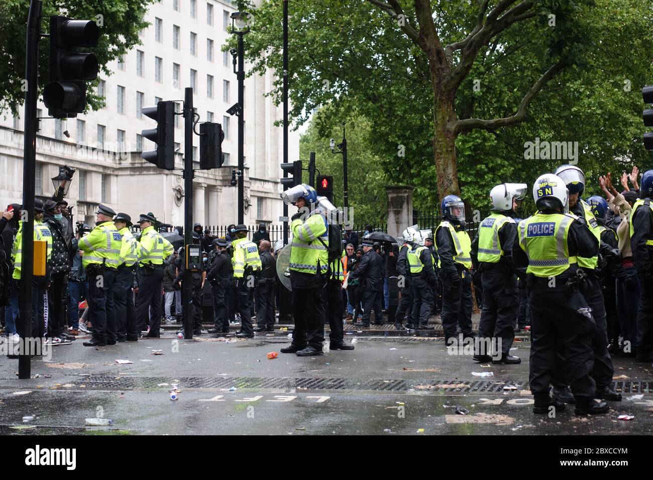 Thousands of Black Lives Matter protestors march through London, June 6th 2020. Stock Photo