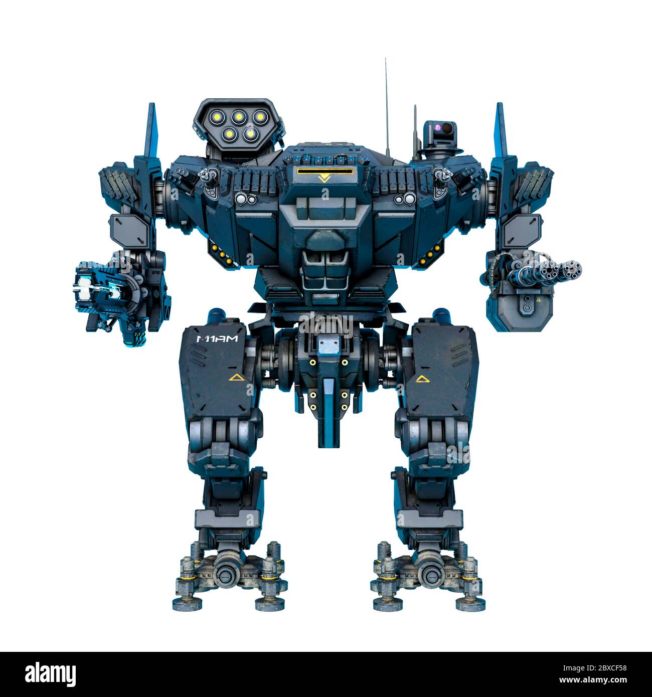 black heavy mech a white background. This super robot gun in clipping path  is very useful for graphic design creations, 3d illustration Stock Photo -  Alamy